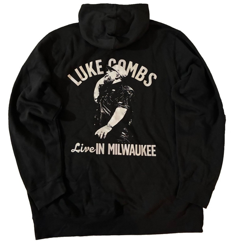Luke Combs Hoodie Men's 2XL Black Tour Live In Milwaukee Concert NEW